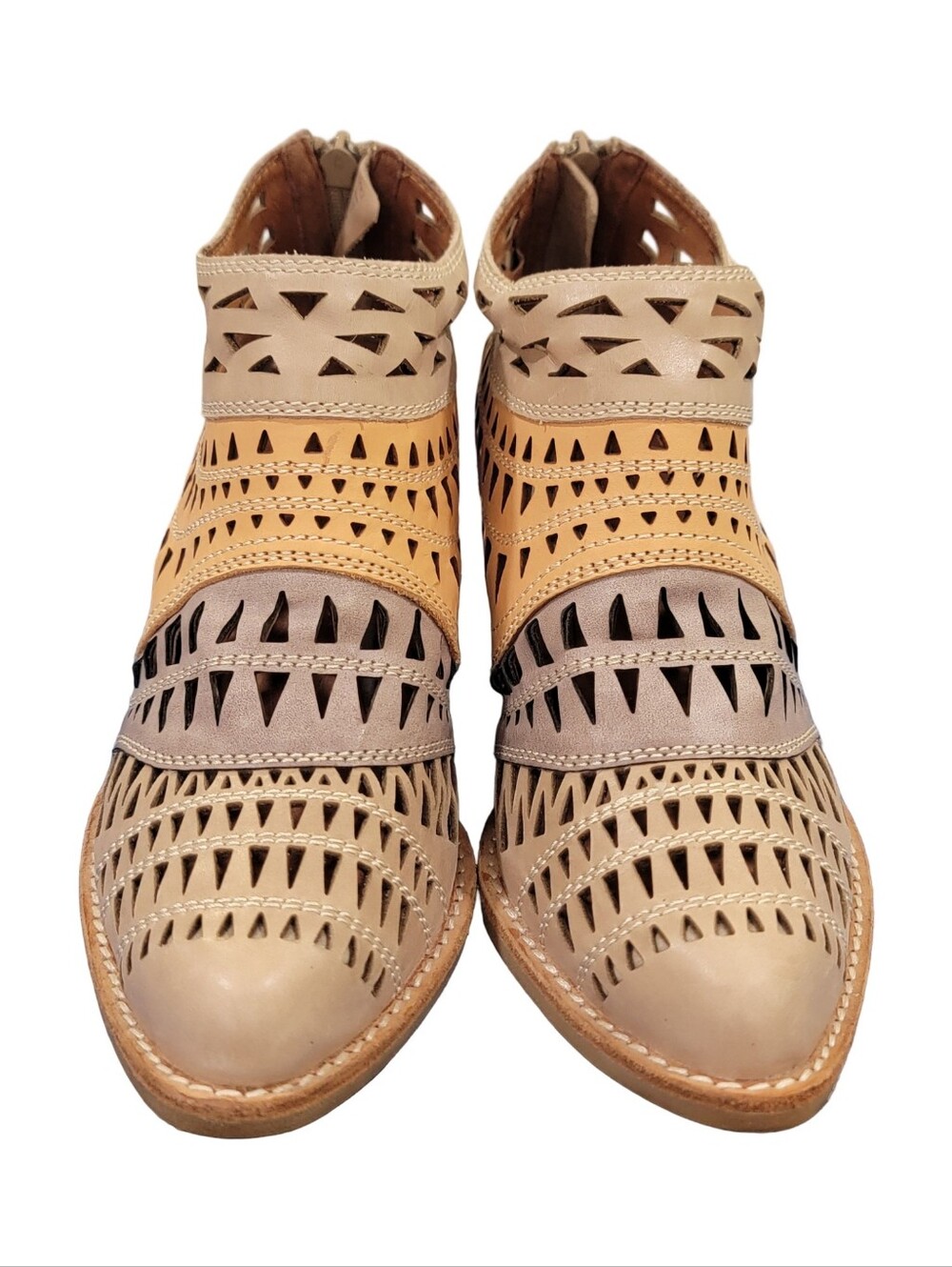 Jeffrey Campbell Free People Faviola Cutout Western Booties Tri-Color Taupe 7.5 - Picture 5 of 17